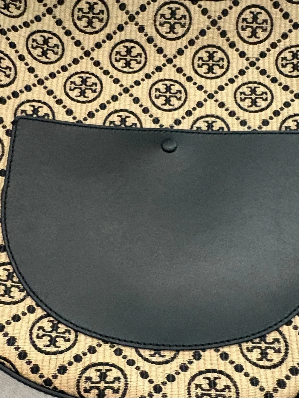 Tory Burch Raffia Woven Logo Half Moon Purse Shoulder Bag